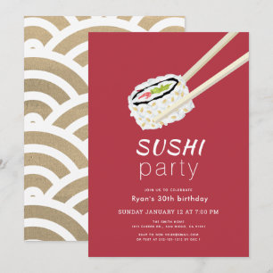 Sushi Party Eenvoudige Bourgogne & Gouden Verjaard Kaart
