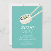 Sushi Party Eenvoudige Turquoise & Gouden Verjaard Kaart (Voorkant)