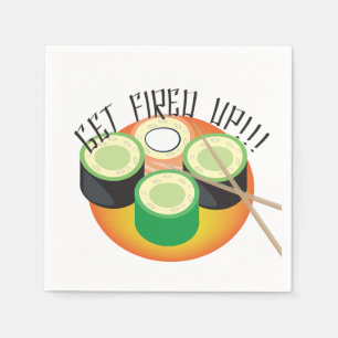Sushi Party Hibachi Cucumber Chopsticks Pattern Servet