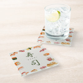 Sushi Party Invitation　寿司 Glazen Onderzetter