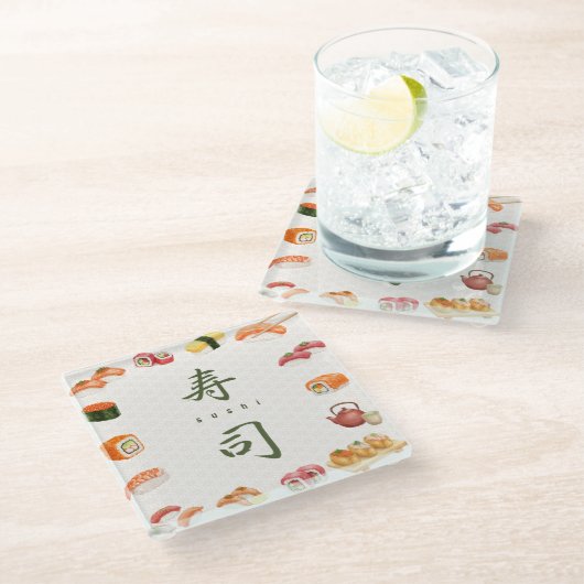 Sushi Party Invitation　寿司 Glazen Onderzetter (Schuin)