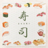 Sushi Party Invitation　寿司 Glazen Onderzetter (Voorkant)