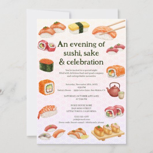 Sushi Party Invitation Kaart (Voorkant)