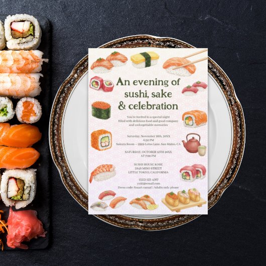 Sushi Party Invitation Kaart