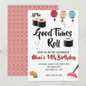 Sushi Party Invite, Birthday Kaart (Voorkant / Achterkant)