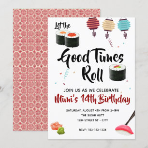 Sushi Party Invite, Birthday Kaart