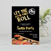 Sushi Party laat de Good Times Japans rollen Folie Uitnodiging (Staand Voorkant)
