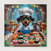 Sushi Party met Teckels - Schattigee Chef Dog Puzz Legpuzzel (Verticaal)