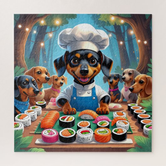 Sushi Party met Teckels - Schattigee Chef Dog Puzz Legpuzzel (Verticaal)