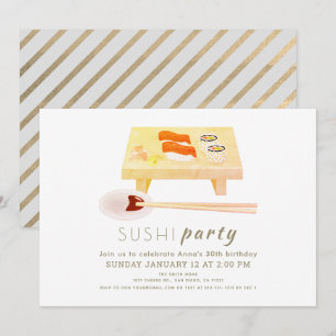 Sushi Party Modern White Birthday Kaart