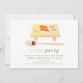 Sushi Party Moderne Witte Verjaardag Kaart (Voorkant)