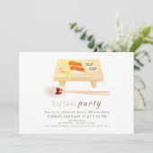 Sushi Party Moderne Witte Verjaardag Kaart (Staand voorkant)