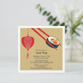 Sushi Party Platte Uitnodiging (Staand voorkant)