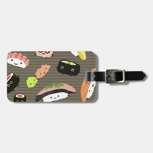 Sushi Party - Schattigee Sashimi en Sushi Rolls Bagagelabel (Voorkant horizontaal)