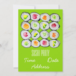 Sushi Party Stylish Modern Japan Party Invitati Kaart