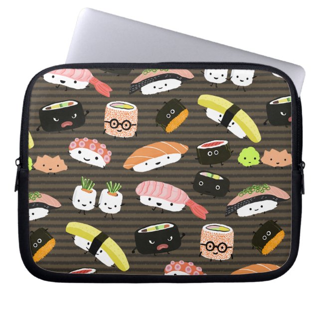 Sushi Party - Sushi Rolls, Sashimi, Wasabi, Ginger Laptop Sleeve (Voorkant)