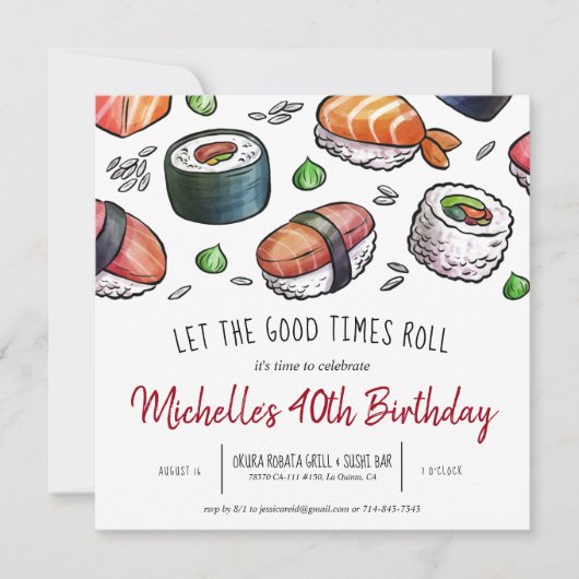 Sushi Party uitnodiging (Voorkant)