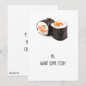 Sushi party-uitnodiging, grappige humor diner-vis kaart (Voorkant / Achterkant)