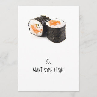 Sushi party-uitnodiging, grappige humor diner-vis kaart