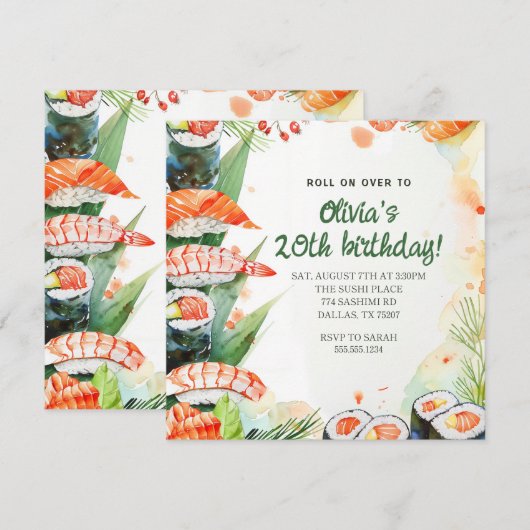 Sushi Party Verjaardag Kaart (Voorkant / Achterkant)