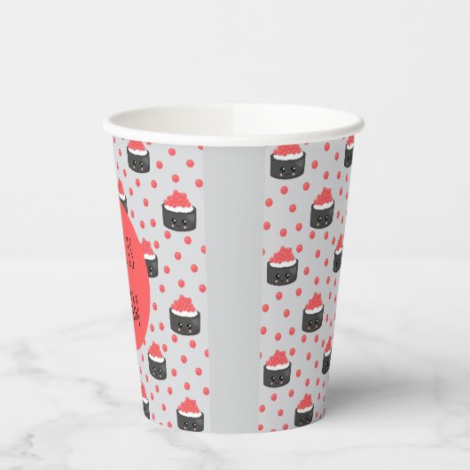 Sushi pattern and funny quote Paper cup Papieren Bekers (Links)
