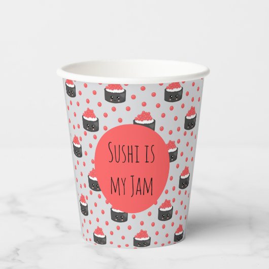 Sushi pattern and funny quote Paper cup Papieren Bekers (Voorkant)