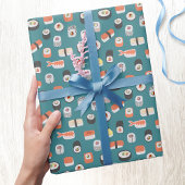 Sushi Pattern Blauwgroen Green Cadeaupapier