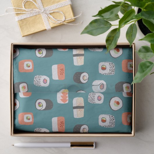 Sushi Pattern Blauwgroen Green Tissuepapier (Geschenk)