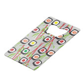 Sushi Pattern Creditkaart Flessenopener (Voorkant Gekanteld)