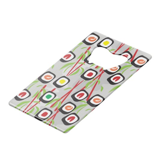 Sushi Pattern Creditkaart Flessenopener (Achterkant Gekanteld)