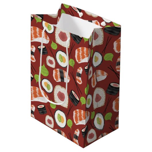 Sushi Pattern Medium Cadeauzakje (Voorkant Gekanteld)