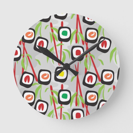 Sushi Pattern Ronde Klok (Voorkant)