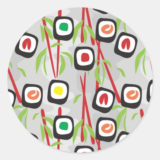 Sushi Pattern Ronde Sticker (Voorkant)