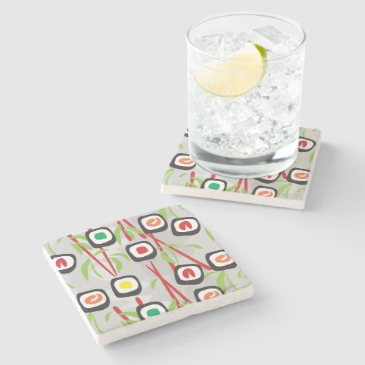 Sushi Pattern Stenen Onderzetter (Zijkant)