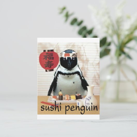 sushi penguin briefkaart (Staand voorkant)
