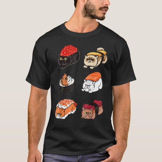 Sushi Persian Cat van Huebucket T-shirt (Voorkant)