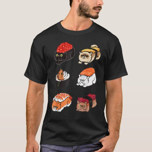 Sushi Persian Cat van Huebucket T-shirt (Voorkant)