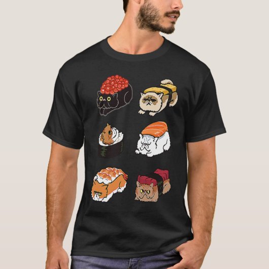 SUSHI PERZISCHE KAT VOOR KAT T-SHIRT (Voorkant)