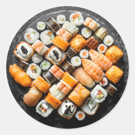 Sushi Platter Ronde Sticker (Voorkant)