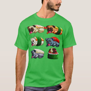 Sushi Pug Grappige Pugs Sushi Otaku Kawaii T-shirt