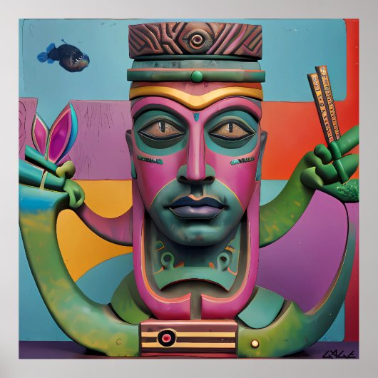 Sushi Radio Tiki Man Poster (Voorkant)