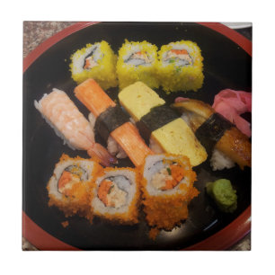 Sushi Rauw Voedsel Japans Maaltijd Heerlijk Opdien Tegeltje