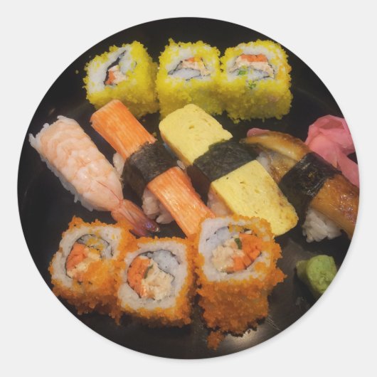 Sushi Raw Food Japans maalmiddel Delicious Serving Ronde Sticker (Voorkant)