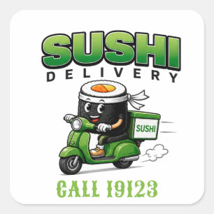 🍣 Sushi Restaurant Bezorgservice Personeel Kledin Vierkante Sticker