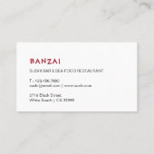 Sushi Restaurant Visitekaartje (Achterkant)