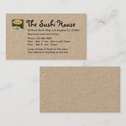 Sushi Restaurant Visitekaartje (Voorkant / Achterkant)