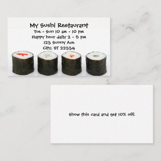 Sushi Restaurant Visitekaartje (Voorkant / Achterkant)