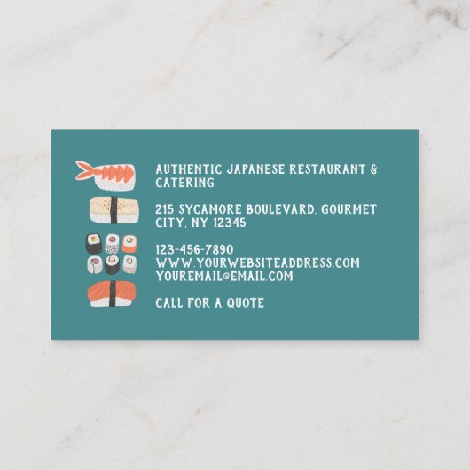Sushi Restaurant Visitekaartje (Achterkant)
