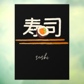 Sushi Restaurant Zalm Japanse Calligrafie 2 Raamsticker (Vel 3)