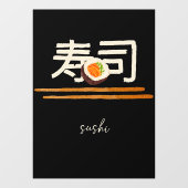 Sushi Restaurant Zalm Japanse Calligrafie 2 Raamsticker (Vel)